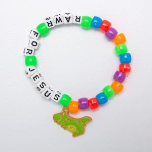 Fun Express Dinosaur VBS Pony Bead Bracelet Craft Kit – VBS Vacation Bible School Supplies/Decor, Makes 12