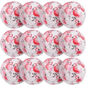 Fun Express Flamingo Print Beach Balls Bulk 12 Pack – Inflatable Pool Toys for Kids & Adults | Hawaiian Luau Party Decorations & Favors | Tropical Beach Party Supplies for Summer Fun Outdoor Play 11″