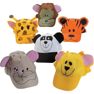 Fun Express Jungle Animal Baseball Caps (1 dz) – VBS Vacation Bible School Supplies/Decor