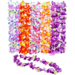 Fun Express Luau Ruffle Petal Flower Leis – 36-Piece Multicolor Polyester Set – 3 Ft. Each – Perfect for Luau and Parties