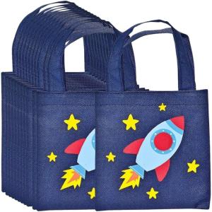 Fun Express Mini Space Ship Tote Bags for Summer – Apparel Accessories – Totes – Novelty Totes – Summer – VBS Vacation Bible School Supplies/Decor – 12 Pieces