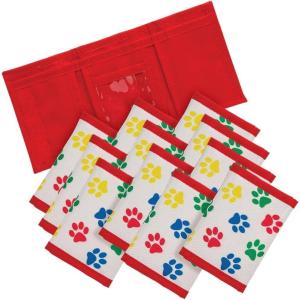 Fun Express Paw Print Velcro Wallets – Cute Animal-Themed Wallets for Kids & Pet Lovers – Durable Compact & Practical Everyday Use – Ideal for Birthday Party Favors Gifts & School Supplies – 12 Pieces