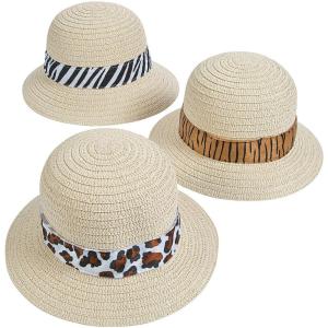 Fun Express Safari Hats for Adults with Animal Print Band (set of 12) Straw Costume and Party Hats – VBS Vacation Bible School Supplies/Decor