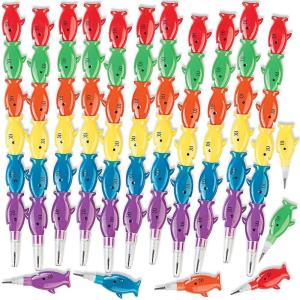 Fun Express Shark Shaped Stacking Pencils – Bulk set of 12 – Summer, Shark Birthday Party Favors and School Supplies – VBS Vacation Bible School Supplies/Decor