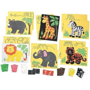 Fun Express Super Safari Sand Art Set 24 Pc – – VBS Vacation Bible School Supplies/Decor Crafts for Kids and Fun Home Activities