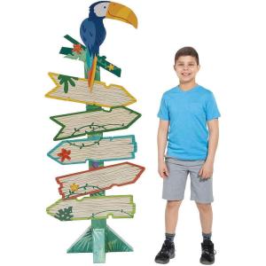 Fun Express Tropical Party Decorations Directional Sign – Hawaiian Luau Party Supplies & Tiki Decor for Indoor Outdoor Use | Aloha Welcome Sign for Birthday Celebration & Island Themed Events
