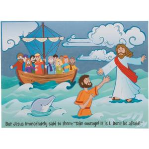 Jesus and Peter Walk on Water Mini Sticker Scenes – Includes 12 Backgrounds and 12 Sticker Sheets – Religious and Sunday School Activities