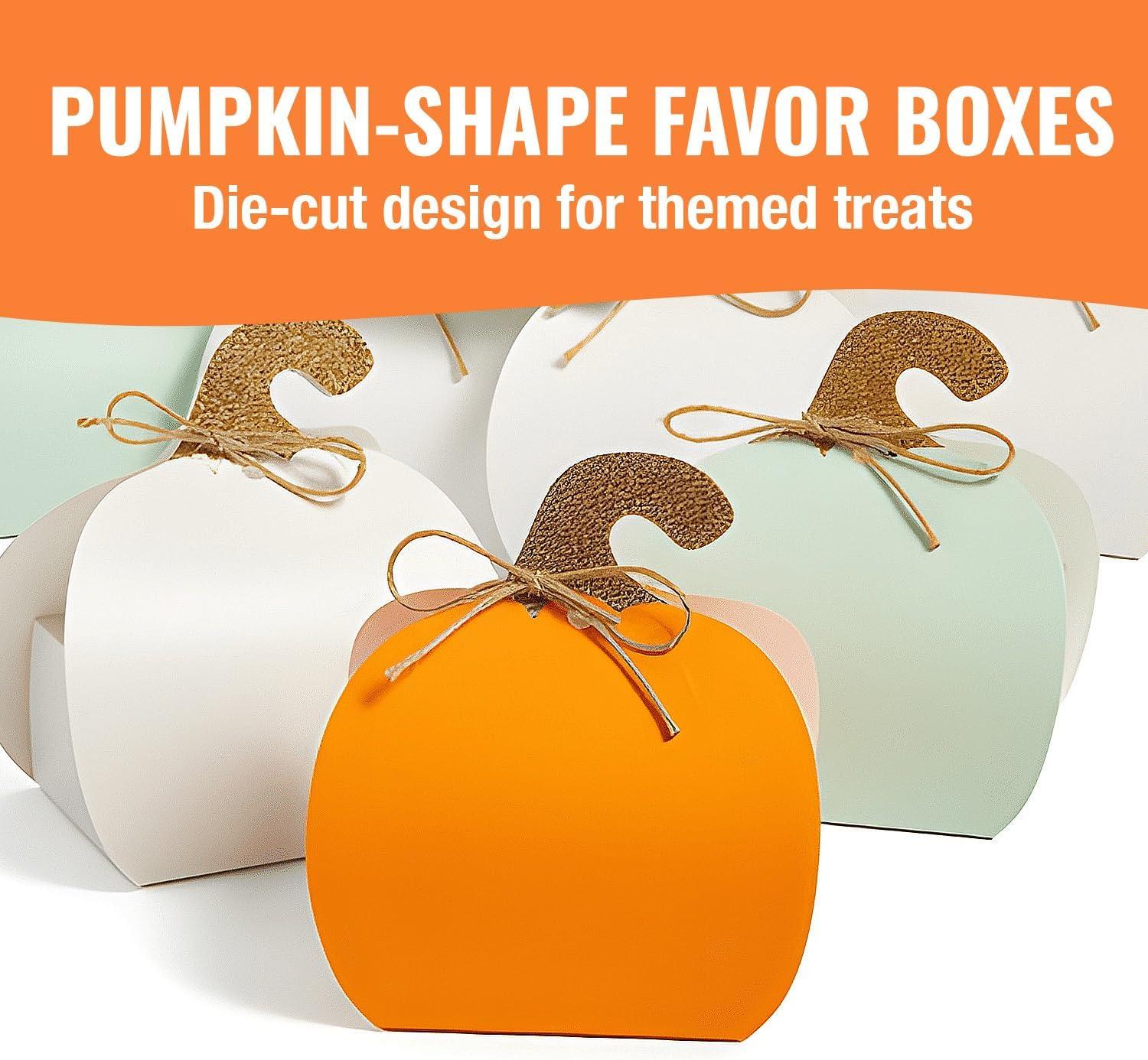 image:imageFun Express Assorted Colors Pumpkin Favor Boxes 475 x 575 Pack of 12 Durable Cardstock Gift Boxes Perfect for FallThemed Events and Parties