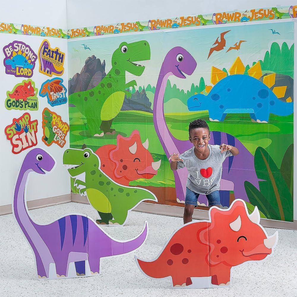 image:imageFun Express Dinosaur VBS Bright Backdrop VBS Vacation Bible School SuppliesDecor 3 Pieces