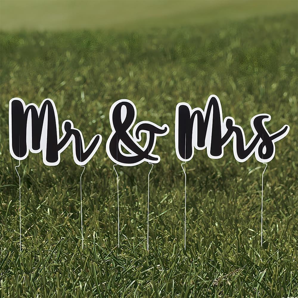 image:imageFun Express Mr amp Mrs Yard Sign Set 3 Pieces 22 x 13 Wedding Congratulations Yard Decor Outdoor Lawn Sign Wedding Lawn Decorations
