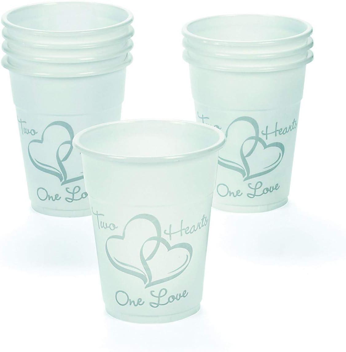 image:imageFun Express Plastic Disposable Wedding Cups Two Hearts One Love Cups Lot of 50 Bulk Pack 16 oz Heart Fancy Plastic for Wedding Reception Bridal Shower Engagement Party Bachelorette Party Friends