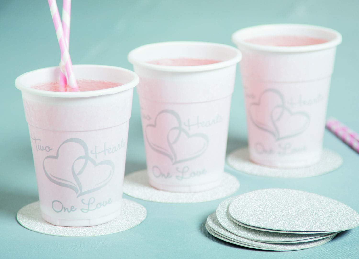 image:imageFun Express Plastic Disposable Wedding Cups Two Hearts One Love Cups Lot of 50 Bulk Pack 16 oz Heart Fancy Plastic for Wedding Reception Bridal Shower Engagement Party Bachelorette Party Friends