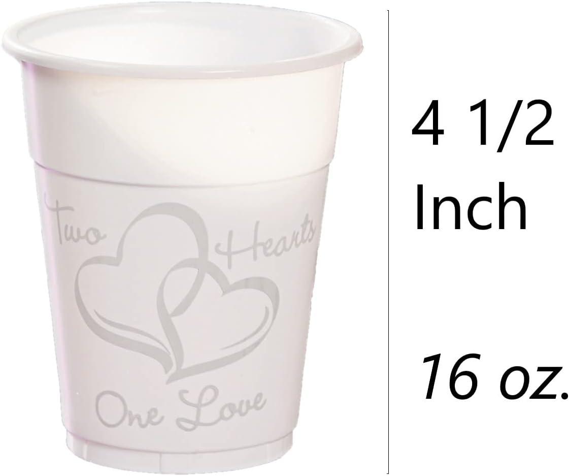 image:imageFun Express Plastic Disposable Wedding Cups Two Hearts One Love Cups Lot of 50 Bulk Pack 16 oz Heart Fancy Plastic for Wedding Reception Bridal Shower Engagement Party Bachelorette Party Friends