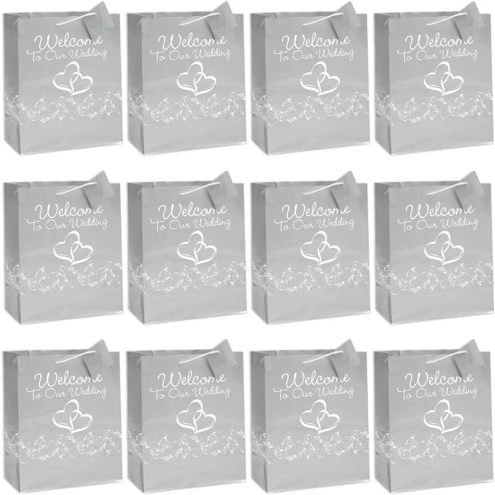image:imageFun Express Two Heart Welcome Wedding Gift Bag dz Party Supplies Bags Paper Gift W amp Handles 12 Pieces