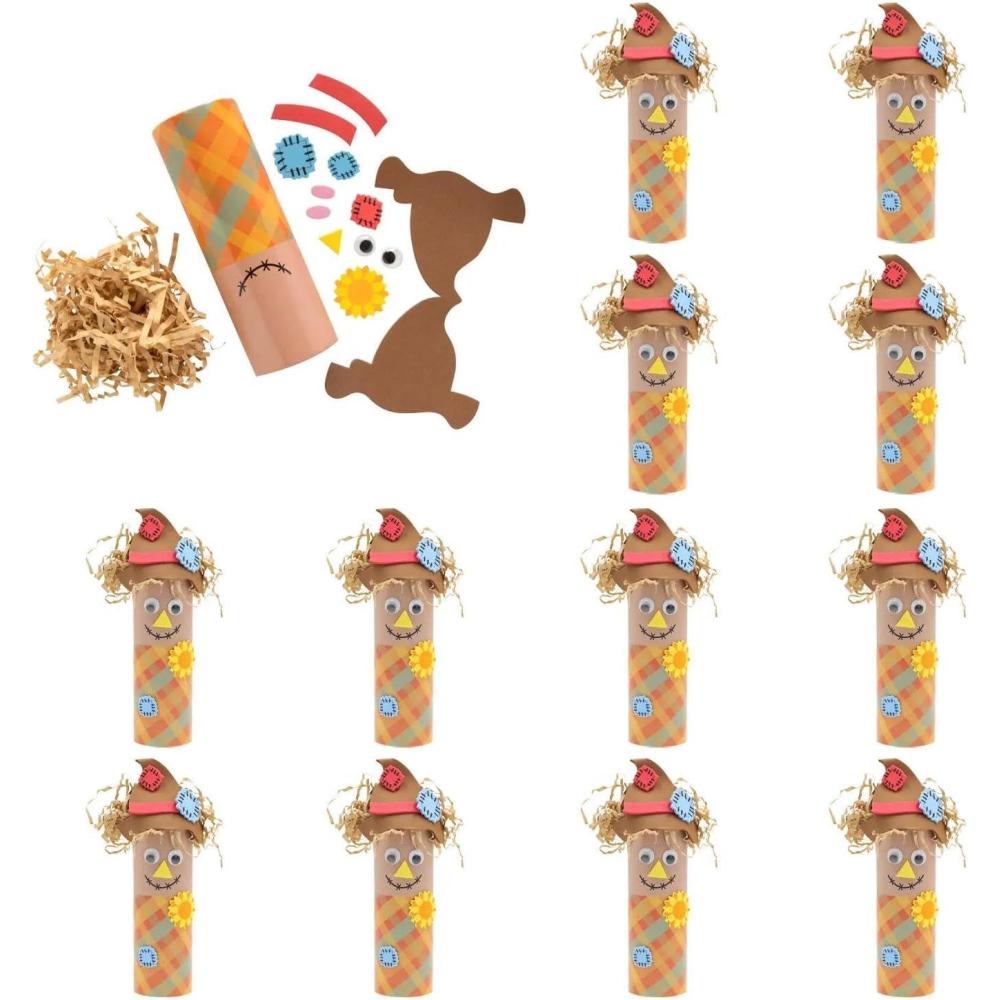 image:imageFun Express 3 14 x 7 14 Multicolor Fall Scarecrow Tube Craft Kit  Makes 12