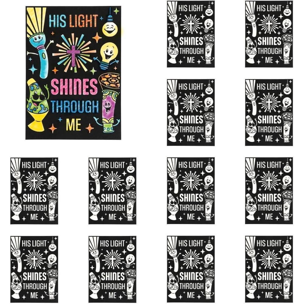 image:imageFun Express 5 x 7 Color Your Own Jesus is The Light VBS Cardstock Fuzzy Posters  12 Pc