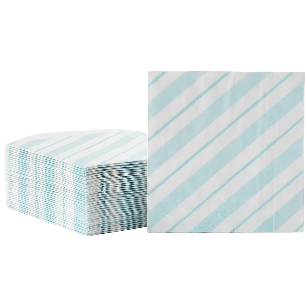 image:imageFun Express 6 12 Baby Shower Blue amp White Stripe Luncheon Napkins 16 Count