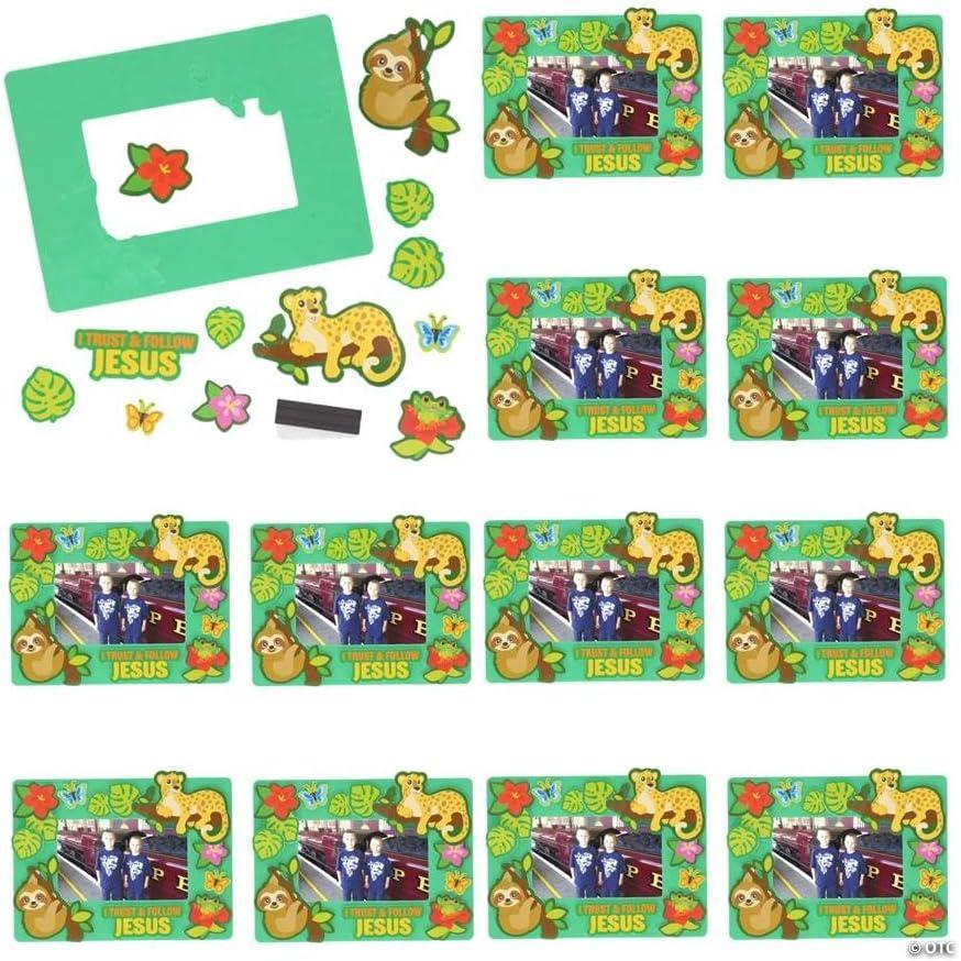 image:imageFun Express 6 34 x 5 Rainforest VBS I Trust amp Follow Jesus Picture Frame Magnet Craft Kit  Makes 12