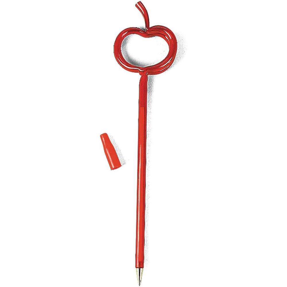 image:imageFun Express 8 Red AppleShaped Black Ink Plastic Stick Pens  12 Pc  Great for School Teacher Gifts Fall and Other Events