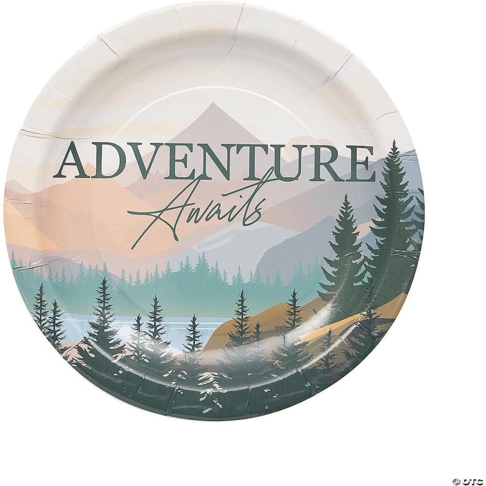 image:imageFun Express Adventure Awaits Party Plates 9 Disposable Paper Dinnerware Perfect for Baby Showers Birthdays and Wilderness 8 Pieces
