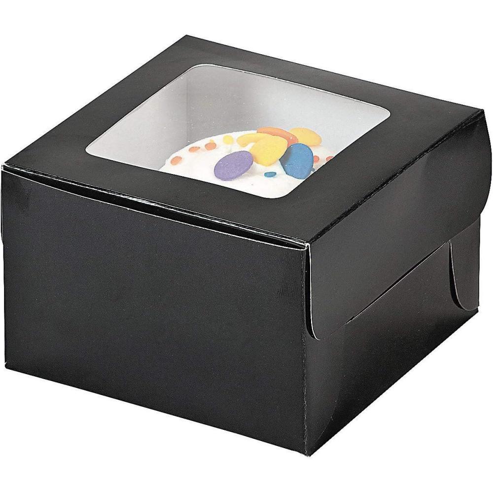 image:imageFun Express Black Cupcake Boxes 12 Count Each With Clear Window Treat Boxes For Birthday Party Events Baby Shower Wedding And More