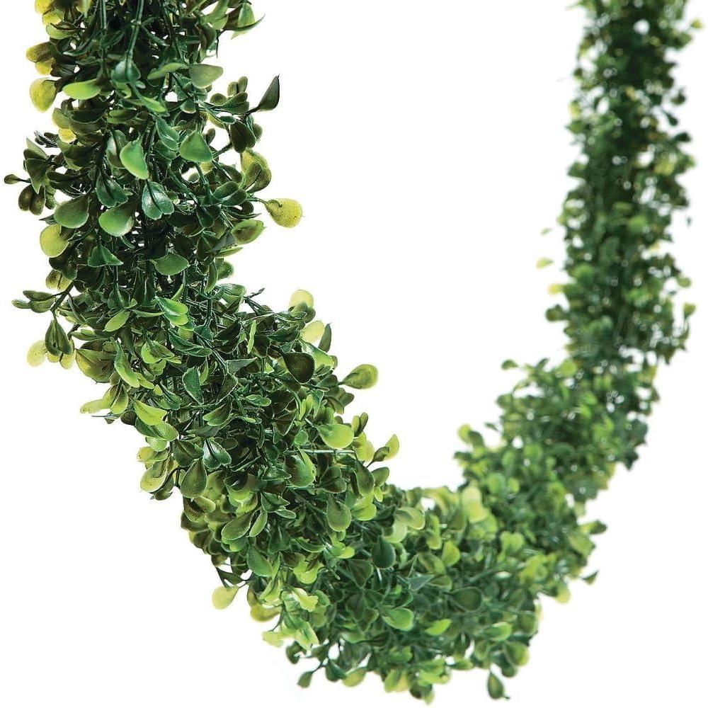 image:imageFun Express Boxwood Garland 12 Ft x 7 Greenery Garland for Wedding Decor  Artificial Greenery Faux Plants Indoor Table Decorations  Floral Garland for Mantle Backdrop Centerpieces amp Reception