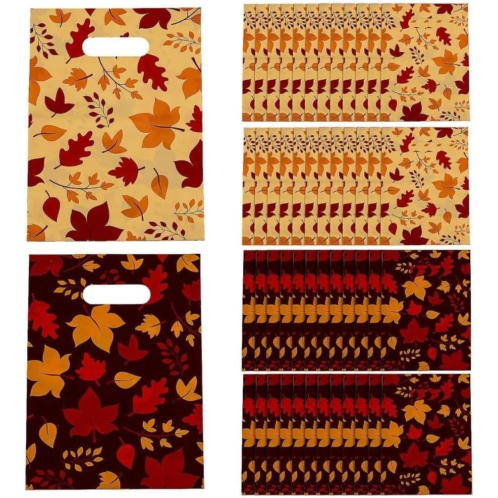 image:imageFun Express Fall Leaf Plastic Goody Bags Bulk 50 Pc