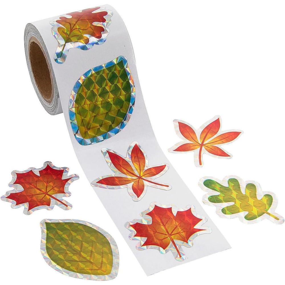 image:imageFun Express Fall Leaf Prism Sticker Roll 100 Pc