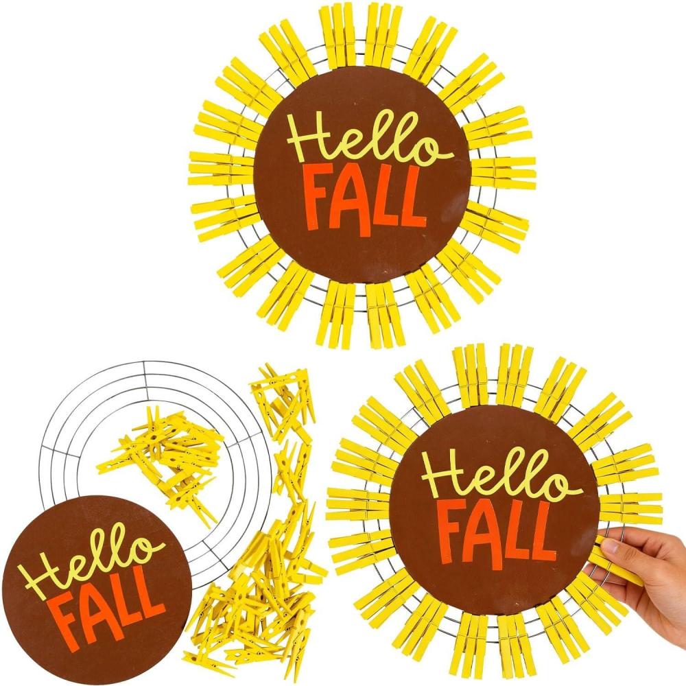 image:imageFun Express Hello Fall Sunflower Clothespin Wreath Craft Kit  Makes 1