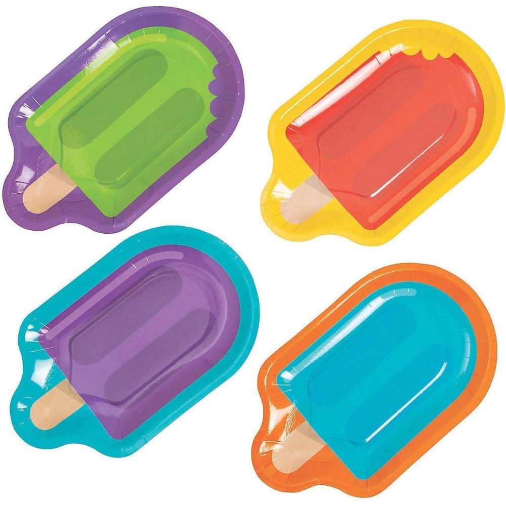 image:imageFun Express Ice Pop Party Paper Dessert Plates  Multicolor Paper Disposable Plates for Birthday Bridal Baby Shower Wedding New Year Christmas Events  8 Pieces