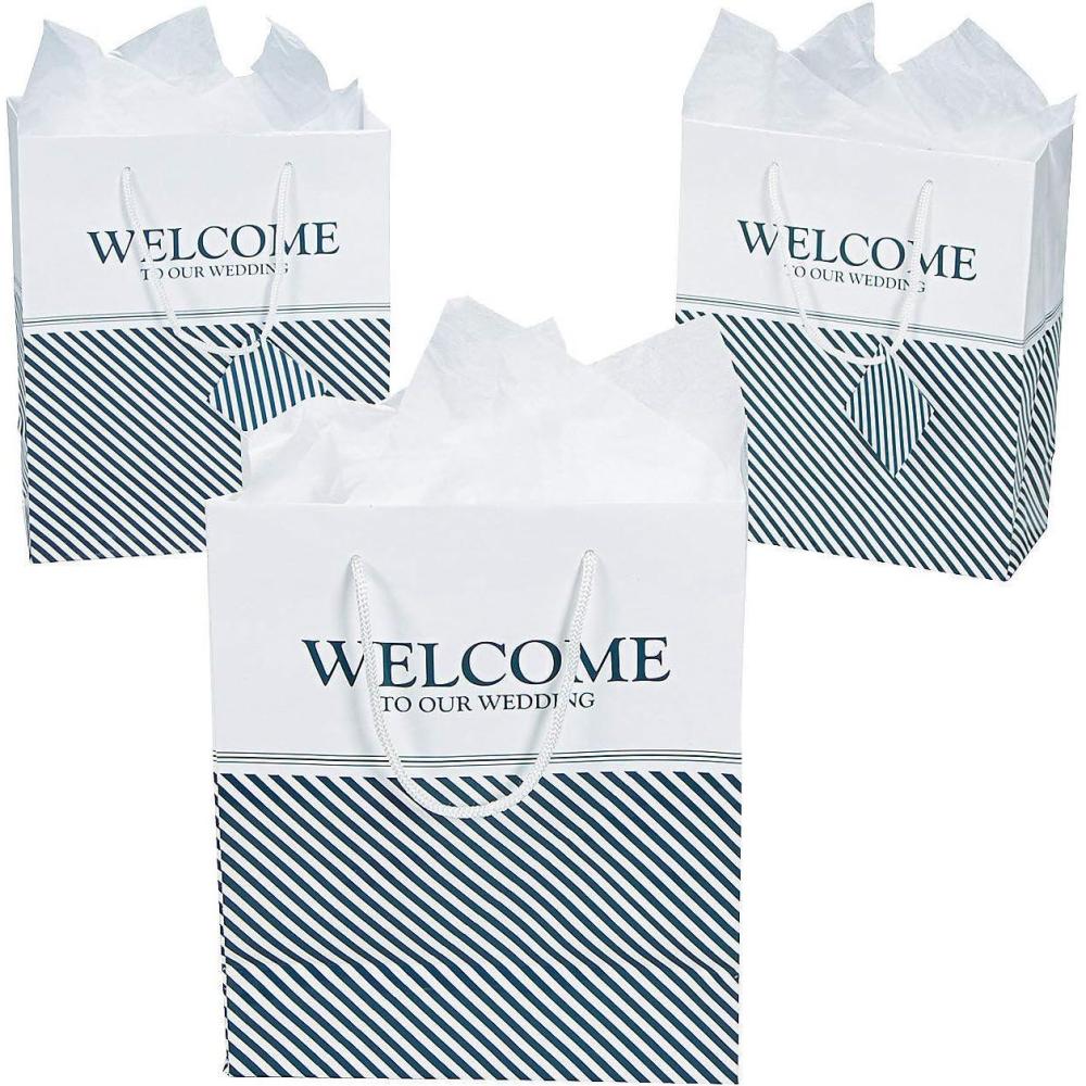 image:imageFun Express Nautical Welcome to Our Wedding Gift Bags with Tags  12 Pack  Wedding Party Supplies
