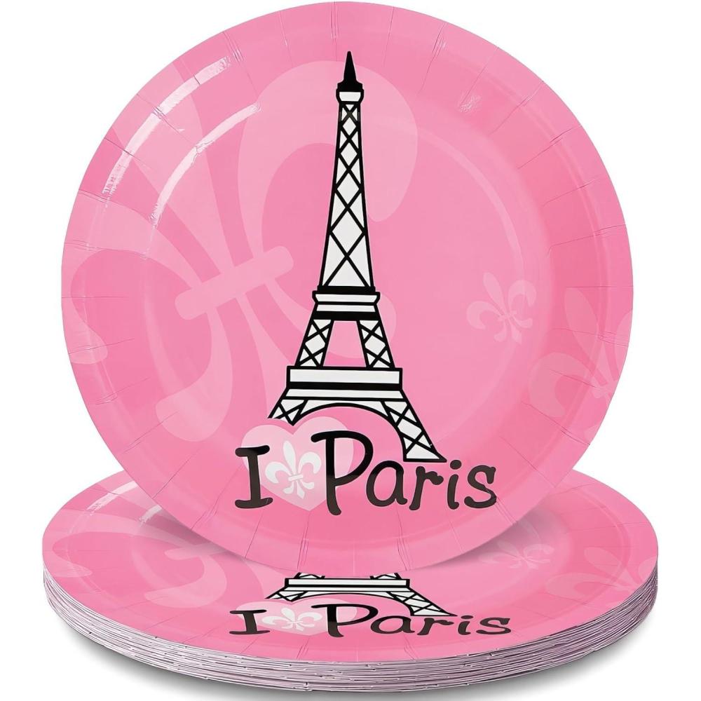 image:imageFun Express Perfectly Paris Party Eiffel Tower Paper Dessert Plates  Multicolor Eiffel Tower Theme Party Decorations Disposable Paper Plates  Tableware for Birthday Wedding amp Baby Showers  8 Pieces