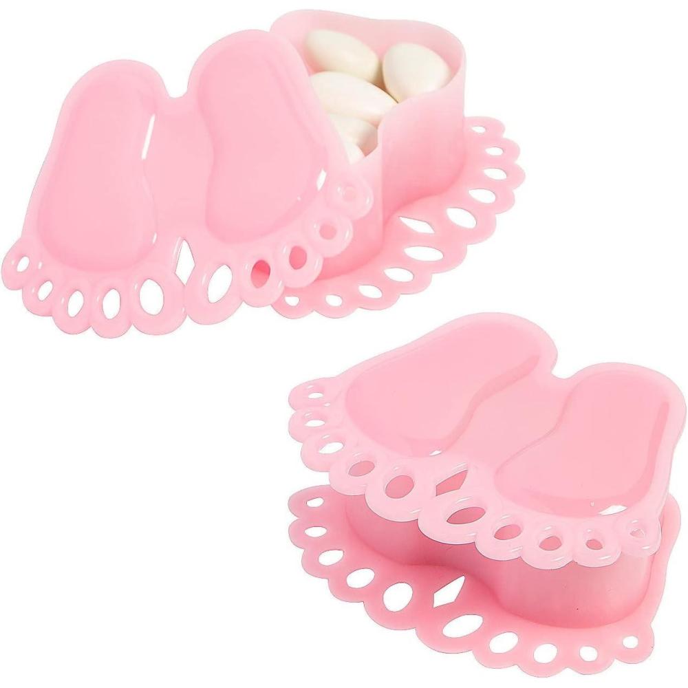 image:imageFun Express Pink Baby Foot Favor Boxes  12 Pieces