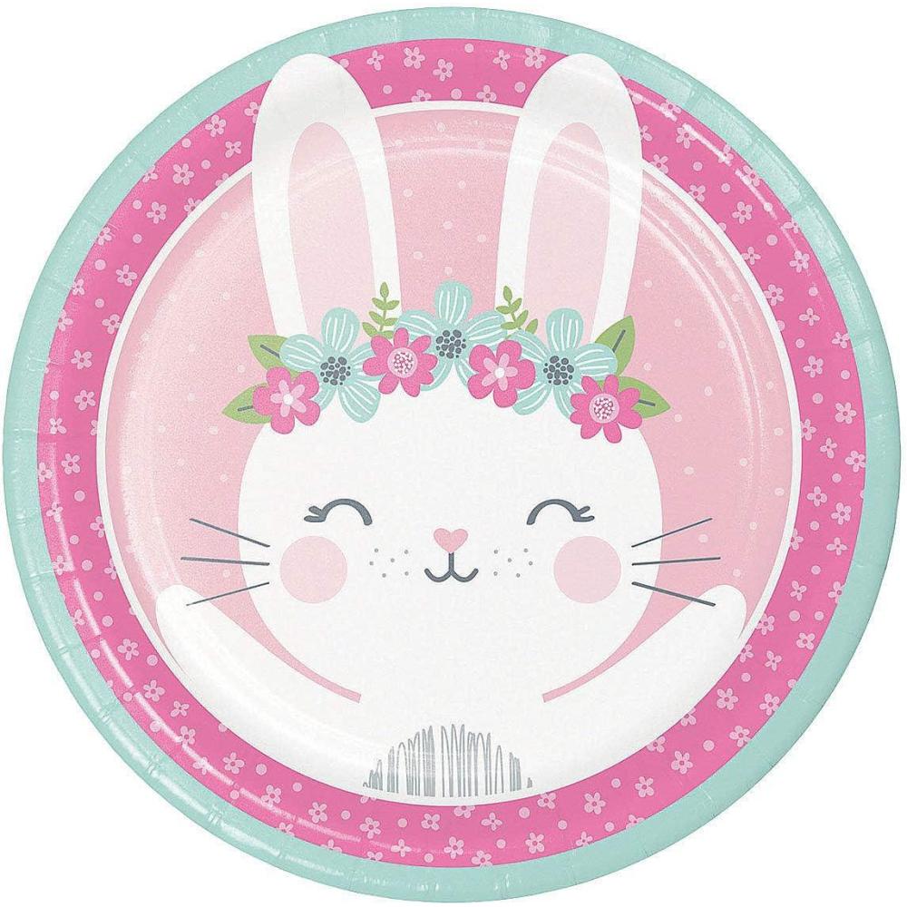 image:imageFun Express Pink Bunny Party Pastel Floral Paper Dinner Plates  Cute Pink Bunny Themed Disposable Paper Plates  Tableware Party Decoration for Girls Baby Shower Birthday Decor Supplies  8 Pieces