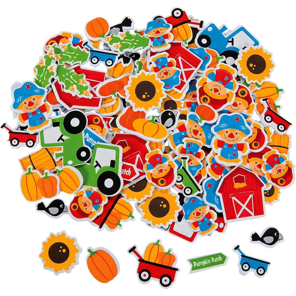 image:imageFun Express Pumpkin Patch Foam Shapes Bulk Set of 500 Pieces Fall and Halloween DIY Crafts for Kids