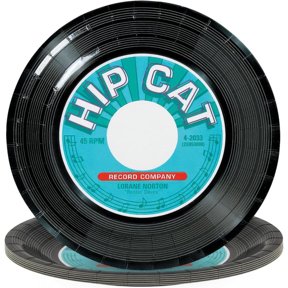image:imageFun Express Rockin 50s Party Record Paper Dessert Plates  Records Theme Decorations Paper Plates  Disposable Dessert Plates for Music Concert Birthday Party Baby Shower Decor Supplies  8 Pieces
