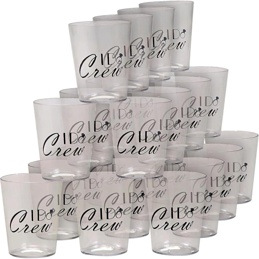 image:imageFun Express Set of 24 Pieces I Do Crew Wedding Party Shot Glasses Holds 2 oz BPA Free Plastic Wedding Party Supplies Clear