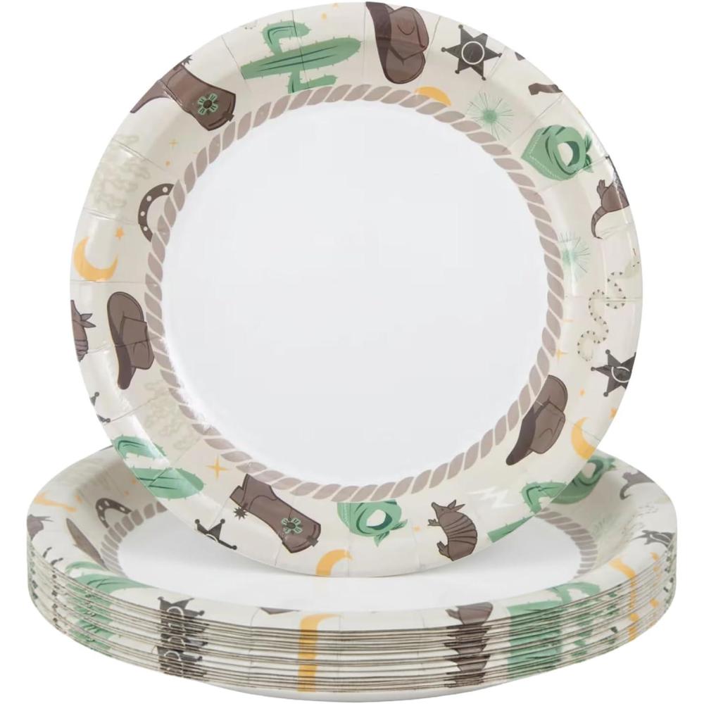 image:imageFun Express Western Icons Paper Dessert Plates  Dinnerware Icons Paper Plates for Baby Shower Favors Party Decorations  8 Pieces