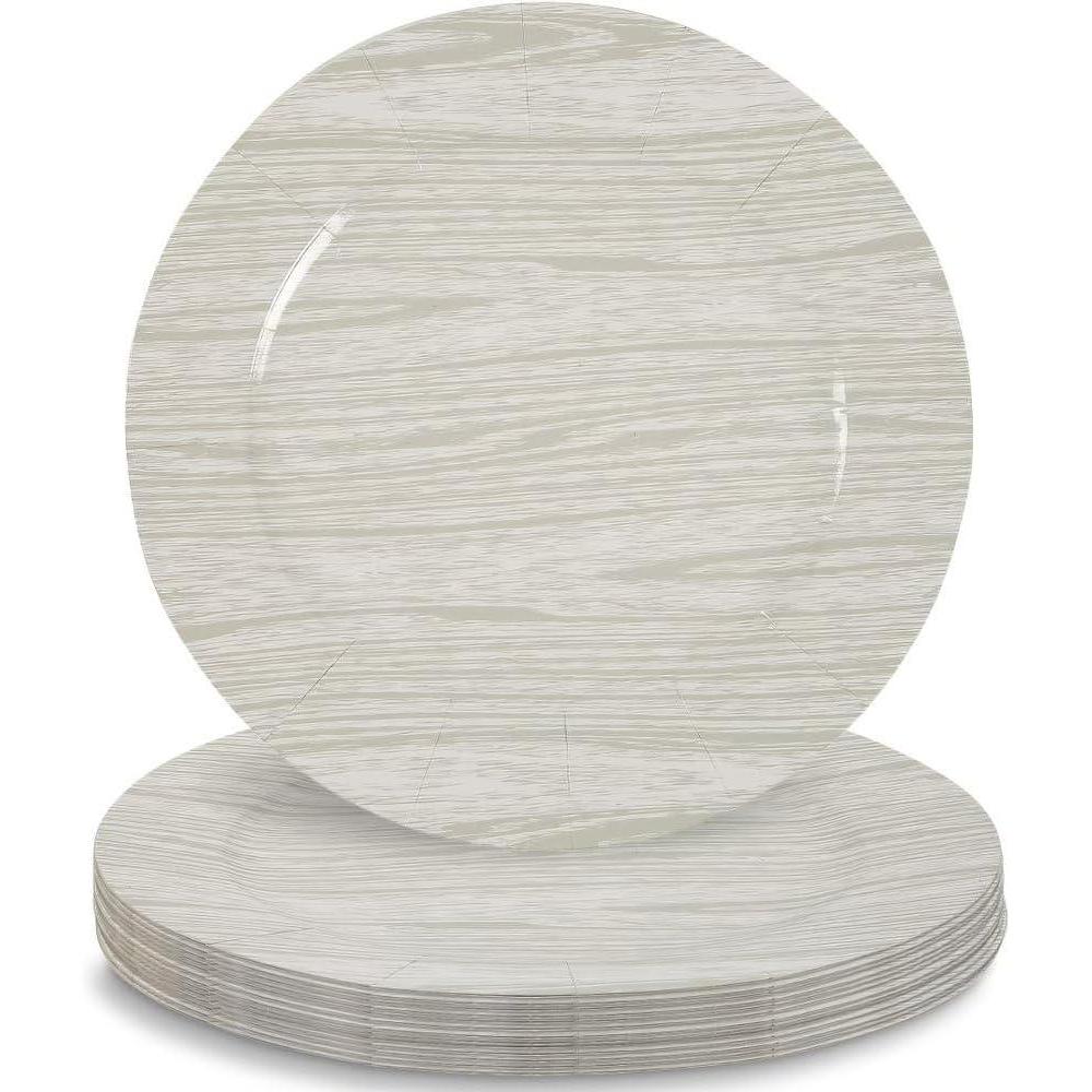 image:imageFun Express White Washed Faux Wood Chargers  Elegant Durable Table Setting Accents for Weddings Parties Special Events  Stylish Table Decor Enhancer  Catering Banquets Special Occasions  25 Pieces