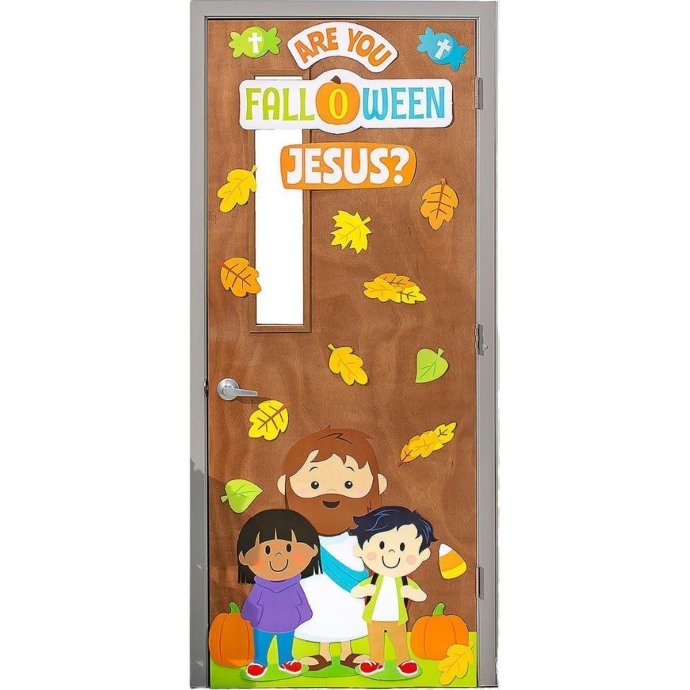 image:imageFun Express are You FallOWEEN Jesus Door Decor Set  Educational  6 Pieces