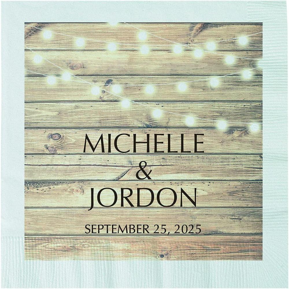image:imagePersonalized Rustic Wedding Paper Luncheon Napkins 50 Count