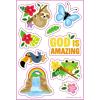4″ x 6″ Bulk 50 Pieces Rainforest VBS God is Amazing Sticker Sheets