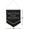 Fun Express – Black & Gold Wedding Cotton Banner for Wedding – Party Decor – Hanging Decor – Misc Hanging Decor – Wedding – 1 Piece