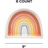 Fun Express Boho Rainbow Party Paper Dinner Plates – Rainbow Multicolor Disposable Round Dessert Plates – Tableware for Birthday Celebration Holiday New Year Baby Shower – Party Supplies – 8 Pieces