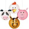Fun Express Farm Animals Party Decorations Hanging Paper Lanterns – Chicken Cow Pig Horse 12 Inch Large Paper Lantern 4 Pack Set for Farm Birthday Decorations Baby Shower Barnyard Themed Events