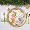 Fun Express Iridescent Fairy Scalloped Paper Dessert Plates – Floral & Gold Scalloped Paper Dessert Design for Weddings Baby Showers Garden Parties Picnics Anniversaries & Crafts – 8 Pieces(Dessert Plates)