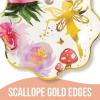 Fun Express Iridescent Fairy Scalloped Paper Dessert Plates – Floral & Gold Scalloped Paper Dessert Design for Weddings Baby Showers Garden Parties Picnics Anniversaries & Crafts – 8 Pieces(Dinner Plates)