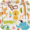 Fun Express Jungle Animal Paper Dinner Plates – Jungle Multicolor Theme Round Disposable Dessert Plates – Jungle Baby Boy Party Supplies – Safari Jungle Animal Baby Shower Party Decorations – 8 Pieces