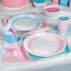 Fun Express Light Pink Gingham Paper Dinner Plates – Gingham Disposable Dinner Dessert Plates – Decorations Tableware for Wedding Events Birthday Party Baby Shower Bridal Shower Supplies – 8 Pieces