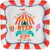 Fun Express Step Right Up Carnival Party Square Paper Dinner Plates – Carnival Themed Disposable Dessert Paper Plates – Decorations Tableware for Birthday Baby Shower – Party Supplies – 8 Pieces